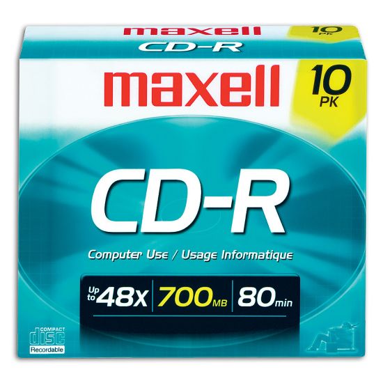 Picture of Maxell CD-R Media With Jewel Cases, 700MB/80 Minutes, Pack Of 10