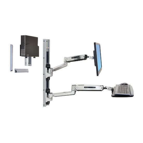 Picture of Ergotron LX Sit-Stand Wall Mount System With CPU Holder, Black/Silver, 45-359-026