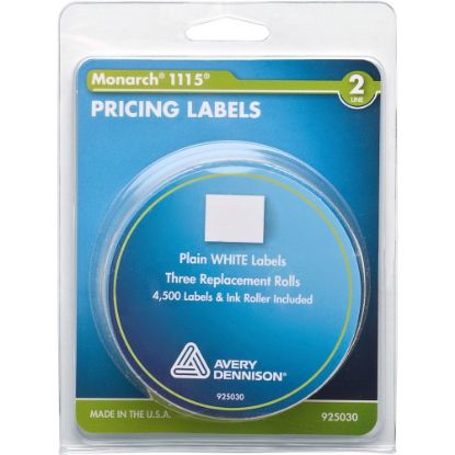 Picture of Monarch Model 1115/Alpha Pricemarker Labels - 4 7/64in Width x 3 9/64in Length - White - 3 / Roll - 3 / Pack