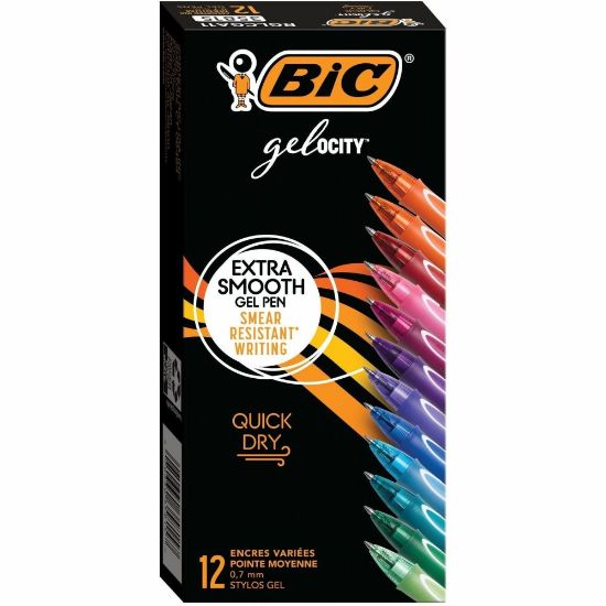 Picture of BIC Gel-ocity Gel Pens, Pack Of 12, Medium Point, 0.7 mm, Assorted Ink