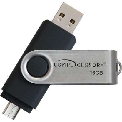 Picture of Compucessory 16GB USB 2.0 Flash Drive - 16 GB - USB 2.0 - Silver, Black