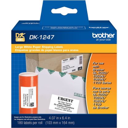 Picture of Brother Shipping Labels, White, Roll Of 180 Labels