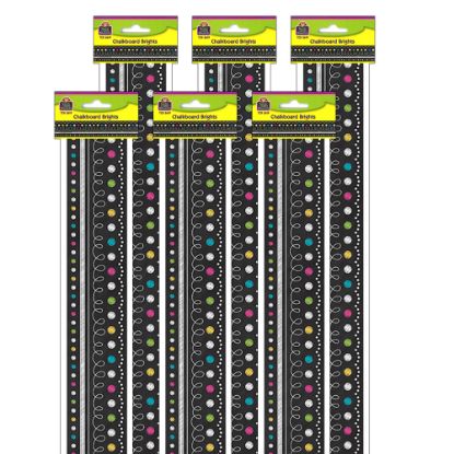 Picture of Teacher Created Resources Straight Border Trim, 3in x 35in, Chalkboard Brights, 12 Pieces Per Pack, Set Of 6 Packs