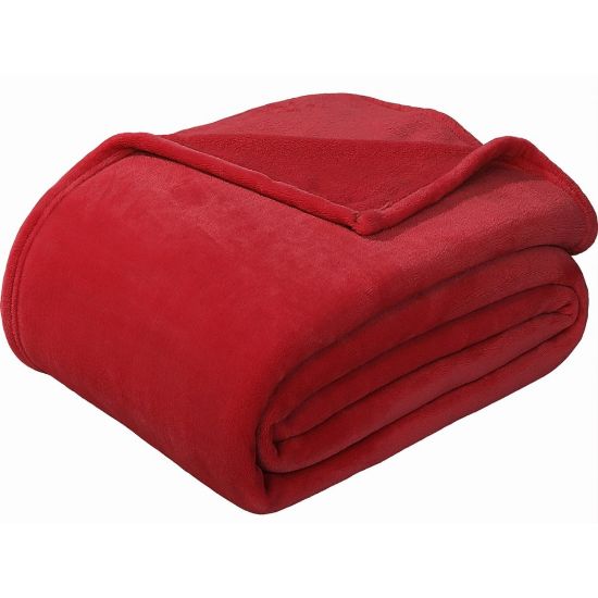 Picture of Sedona House Premium Microfiber Velvet Plush Flannel Throw Blanket, 50in x 60in, Red