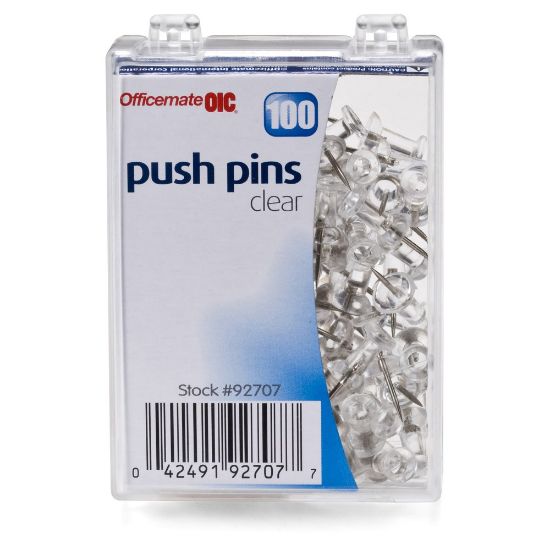 Picture of OIC Pushpins, Clear, Box Of 100