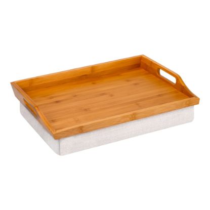 Picture of Rossie Home Lap Tray With Pillow, 4.1inH  x 17.5inW x 13.5inD, Bamboo/Natural