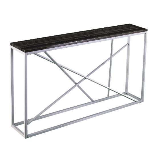 Picture of SEI Furniture Arendal Skinny Console Table, 29inH x 52inW x 10inD, Silver/Black