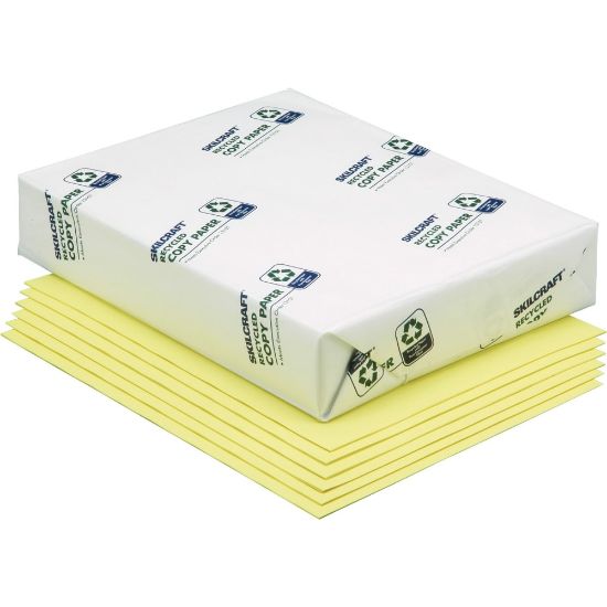 Picture of SKILCRAFT Color Xerographic Copy Paper, Yellow, Letter (8.5in x 11in), 5000 Sheets Per Case, 20 Lb, 84 Brightness (AbilityOne 7530-01-147-6811), Case Of 10 Reams