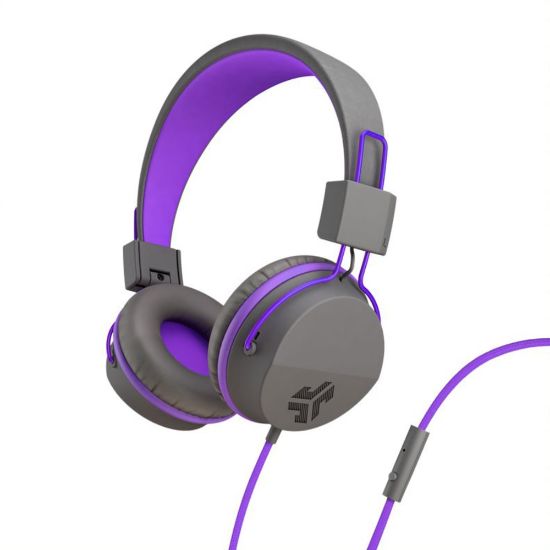 Picture of JLab Audio Kids JBuddies Studio Over-The-Ear Headphones, Gray/Purple, JKSTUDIO GRYPRL BX