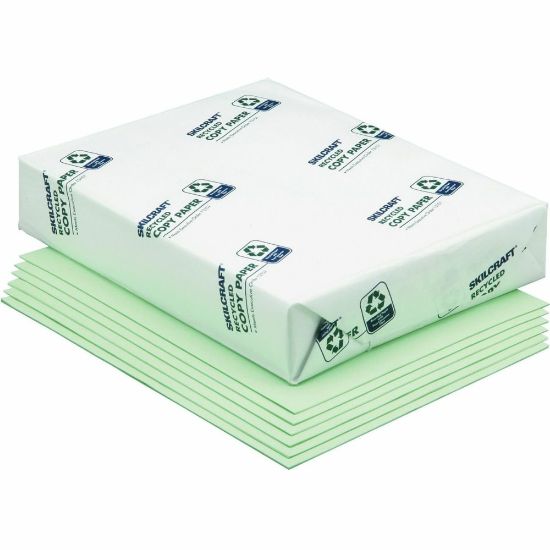 Picture of SKILCRAFT Color Xerographic Copy Paper, Green, Letter (8.5in x 11in), 5000 Sheets Per Case, 20 Lb, 84 Brightness (AbilityOne 7530-01-147-6812), Case Of 10 Reams