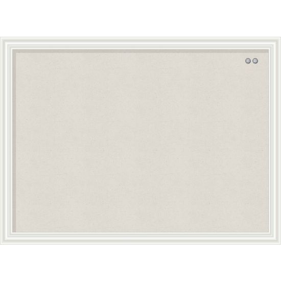 Picture of U Brands Linen Bulletin Board, 23in X 17in, White Wood Decor Frame