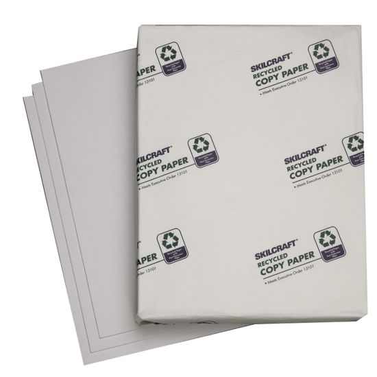 Picture of SKILCRAFT Xerographic Paper, White, Letter (8.5in x 11in), 5000 Sheets Per Case, 92 Brightness, 50% Recycled (AbilityOne 7530-01-200-2203), Case Of 10 Reams