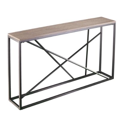 Picture of SEI Furniture Arendal Skinny Console Table, 29inH x 52inW x 10inD, Gunmetal Gray/Tan