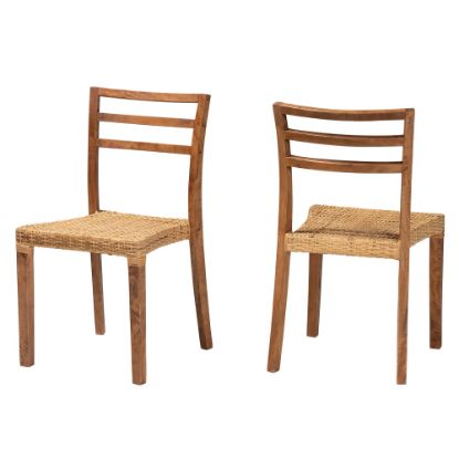 Picture of bali & pari Arthur Mid-Century Modern Dining Chairs, Walnut Brown/Natural Brown, Set Of 2 Chairs