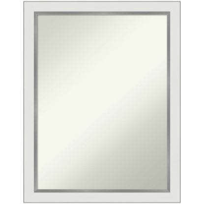 Picture of Amanti Art Narrow Non-Beveled Rectangle Framed Bathroom Wall Mirror, 27in x 21in, Eva White Silver