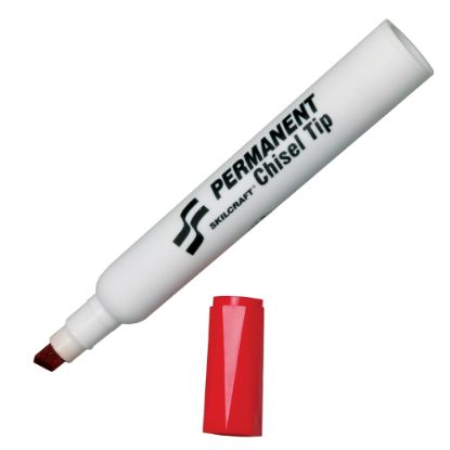 Picture of SKILCRAFT Chisel Point Markers, Red, Box Of 12 (AbilityOne 7520-00-973-1062)