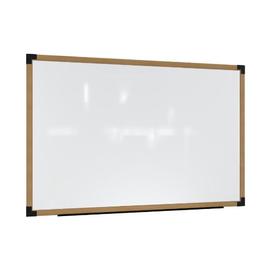 Picture of Ghent Prest Magnetic Dry-Erase Whiteboard, Porcelain, 50-1/4in x 62-1/4in, White, Natural Wood Frame