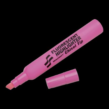 Picture of SKILCRAFT Thick-N-Thin Jumbo Fluorescent Highlighters, Pink, Box Of 12 (AbilityOne 7520-00-460-7598)