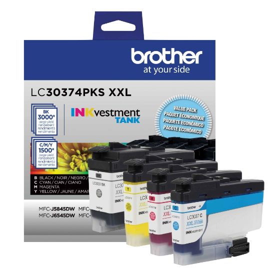 Picture of Brother LC3037 Genuine Black; Cyan; Magenta; Yellow High-Yield Multi-Pack Ink, Pack Of 4 Cartridges, LC30374PKS