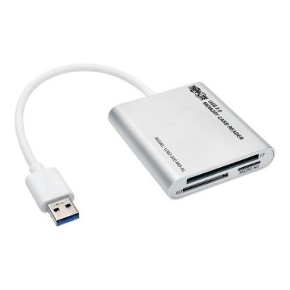 Picture of Tripp Lite USB 3.0 SuperSpeed Multi-Drive Memory Card Reader/Writer Aluminum 5Gbps - Card reader (CF I, CF II, MMC, SD, RS-MMC, MMCmobile, microSD, MMCplus, DV RS-MMC, SDHC, microSDHC, SDXC, UHS/MMC) - USB 3.0