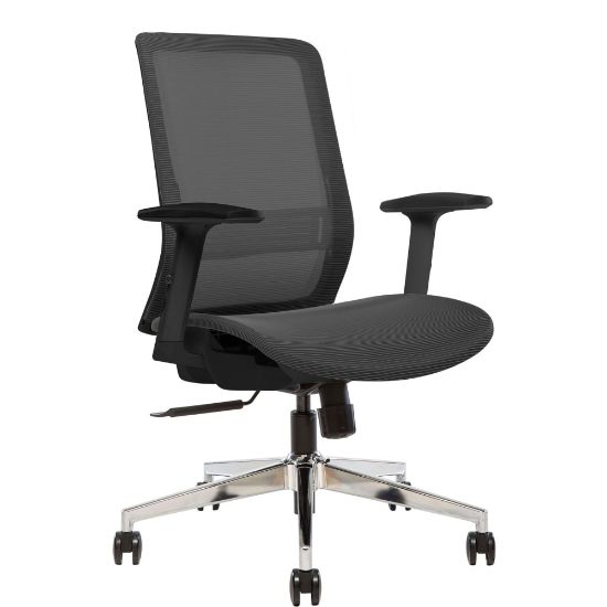 Picture of Sinfonia Sing Ergonomic Mesh Mid-Back Task Chair, Adjustable Height Arms, Black