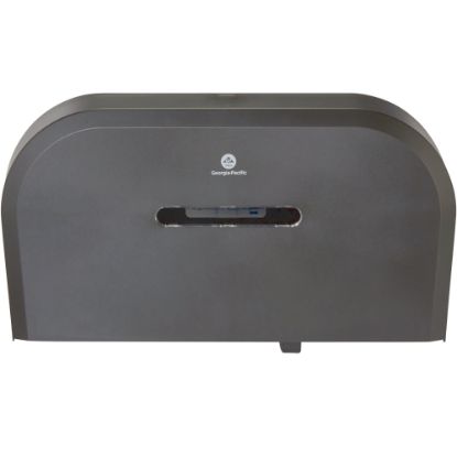 Picture of Georgia-Pacific Jumbo Jr Side-by-Side High-Capacity Toilet Paper Dispenser, 59210, 22.1in x 4.8in x 12.1in, Black, 1 Dispenser