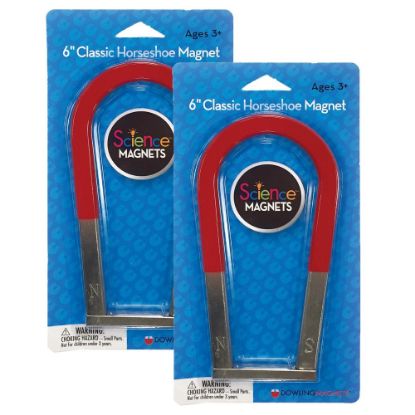 Picture of Dowling Magnets Classic Horseshoe Magnets, 6in, Red, Pre-K to Grade 8, Pack Of 2 Magnets