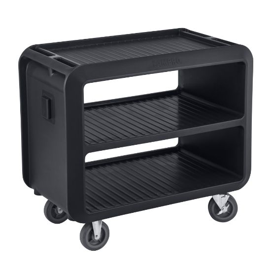 Picture of Cambro Service Cart Pro 3-Shelf Plastic Food Service Cart, 37-1/16inH x 23-13/16inW x 41-1/2inD, Black