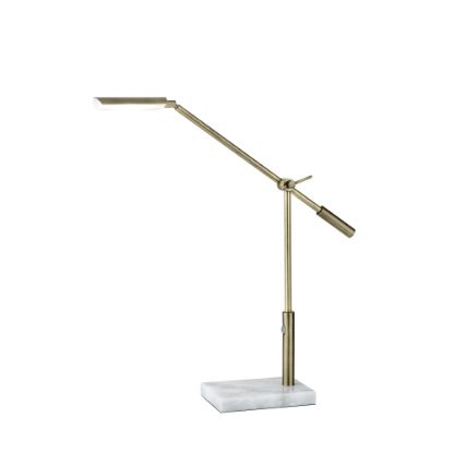 Picture of Adesso Vera LED Desk Lamp, Adjustable Height, 26inH, Antique Brass Shade/White Marble Base