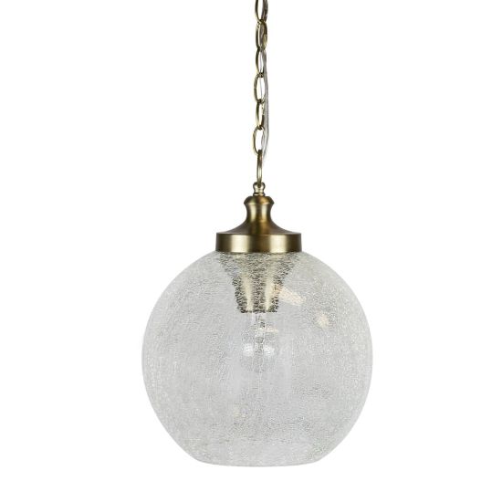 Picture of LumiSource Globe Contemporary Pendant Ceiling Lamp, 11-1/2inW, Clear Shade/Gold Base