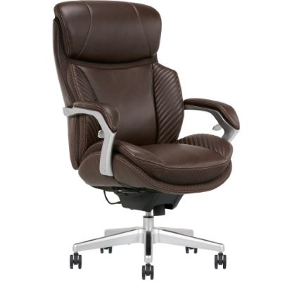 Picture of Serta iComfort i6000 Big & Tall Ergonomic Bonded Leather High-Back Executive Office Chair, Brown/Silver