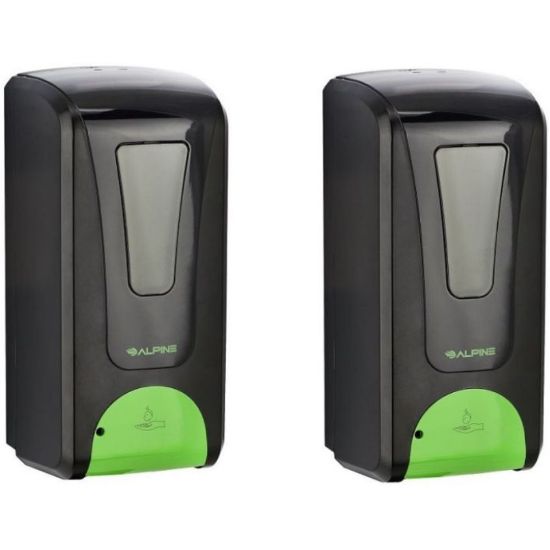 Picture of Alpine Industries 1200 mL Wall Mount Automatic Gel Hand Sanitizer Dispensers, Black, Pack Of 2 Dispensers