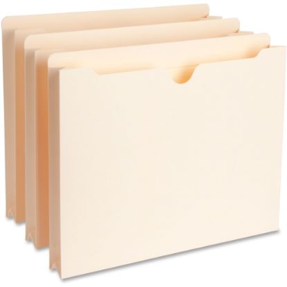 Picture of Business Source Full Height Sides Manila File Pockets, 8 1/2in x 11in, 1 1/2in Expansion, Straight Tab Cut, Box Of 50