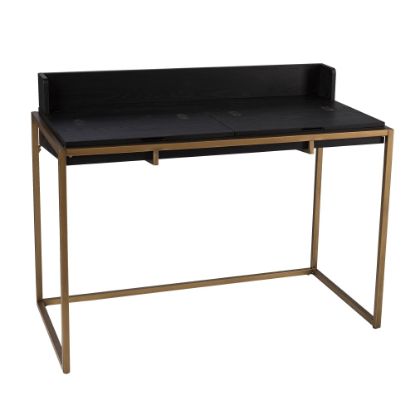 Picture of SEI Furniture Caldlin 46inW Flip-Top Writing Desk With Storage, Black/Gold