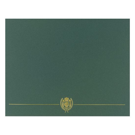 Picture of Great Papers! Classic Crest with Gold Foil Certificate Covers, 12in x 9 3/8in (folded), Hunter Green, Die-Cuts for 8.5in x 11in document, Pack Of 5