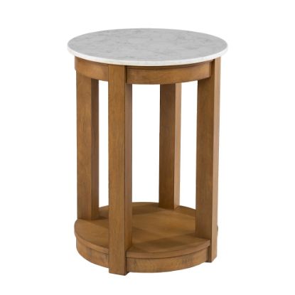 Picture of SEI Furniture Chandlen Round End Table, 22inH x 16inW x 16inD, Natural/White