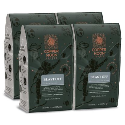 Picture of Copper Moon Whole Bean Coffee, Blast Off High Caffeine Blend, 2 Lb Bag, Case Of 2 Bags