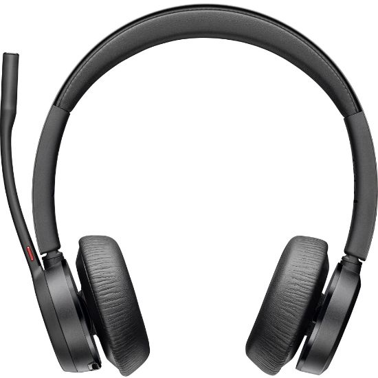 Picture of Poly Voyager 4320 USB-A Headset - Siri, Google Assistant - Stereo, Mono - USB Type A, USB Type C - Wireless - Bluetooth - 300 ft - 20 Hz - 20 kHz - On-ear - Binaural - Ear-cup - 4.92 ft Cable - Electret Condenser, MEMS Technology Microphone