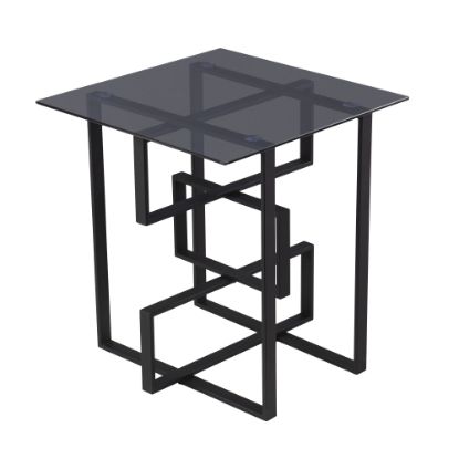 Picture of SEI Clanlin Glass-Top Accent Table, 22-1/4inH x 22inW x 22inD, Gray/Black