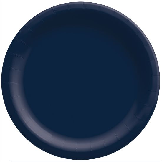 Picture of Amscan Round Paper Plates, Navy Blue, 6-3/4in, 50 Plates Per Pack, Case Of 4 Packs