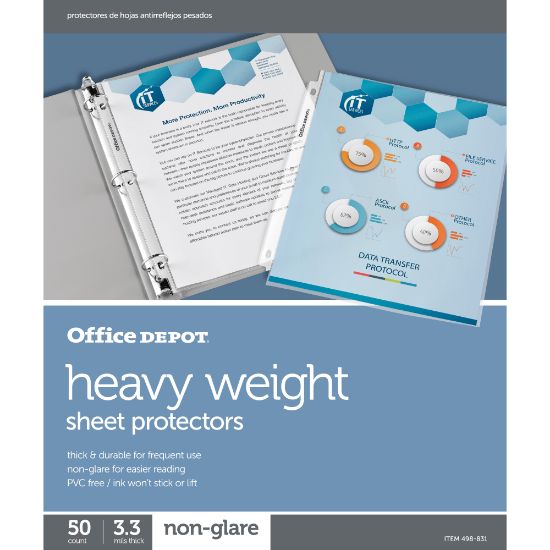 Picture of Office Depot Brand Heavyweight Sheet Protectors, 8-1/2in x 11in, Non-Glare, Box Of 50