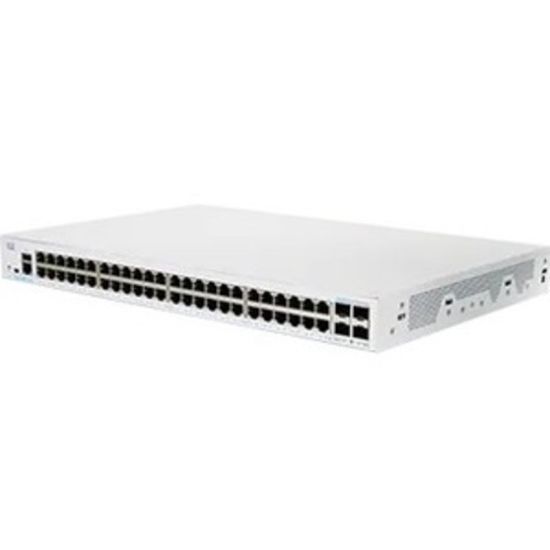 Picture of Cisco 350 CBS350-48T-4G Ethernet Switch - 52 Ports - Manageable - 2 Layer Supported - Modular - 4 SFP Slots - 48.64 W Power Consumption - Optical Fiber, Twisted Pair - Rack-mountable - Lifetime Limited Warranty