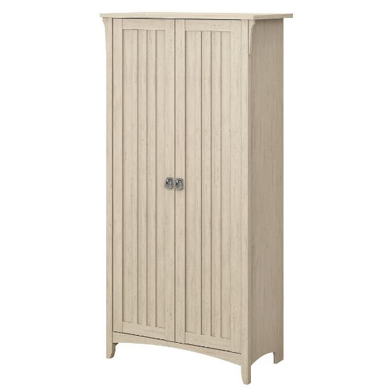 Picture of Bush Furniture Salinas Tall Storage Cabinet With Doors, Antique White, Standard Delivery