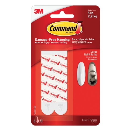 Picture of Command Large Refill Adhesive Strips for Wall Hooks, 6 Command Strips, Damage Free Hanging of Dorm Room Decorations