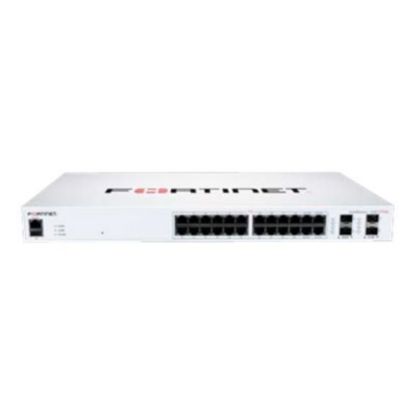 Picture of Fortinet FortiSwitch FS-124F-POE Ethernet Switch - 24 Ports - Manageable - Gigabit Ethernet, 10 Gigabit Ethernet - 10/100/1000Base-T, 10GBase-X - 2 Layer Supported - Modular - 237.40 W Power Consumption - 185 W PoE Budget