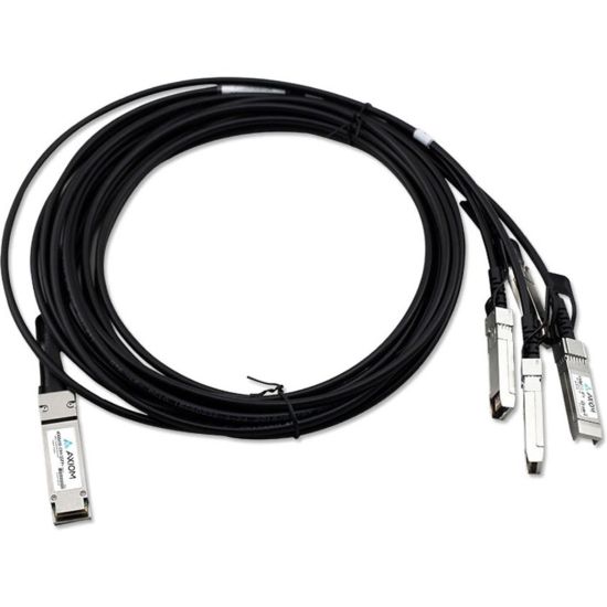 Picture of Axiom 40GBASE-CR4 QSFP+ to 4 10GBASE-CU SFP+ Passive DAC Cable HP 1m - 3.28 ft Twinaxial Network Cable for Network Device - First End: 1 x QSFP+ Network - Second End: 4 x SFP+ Network - 40 Gbit/s