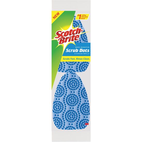 Picture of Scotch-Brite Scrub Dots Microfiber Dishwand Refill, 3-1/2in x 4-2/5in, Light Blue/Dark Blue, Pack of 2