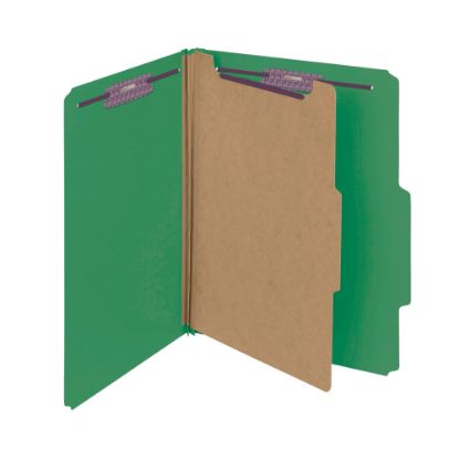 Picture of Smead Pressboard Classification Folder, 1 Divider, Letter Size, 100% Recycled, Green