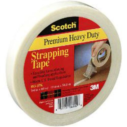 Picture of 3M 893 Strapping Tape, 1/2in x 60 Yd., Clear, Case Of 12