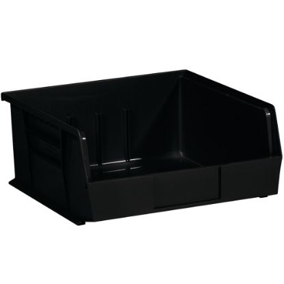 Picture of Partners Brand Plastic Stack & Hang Bin Storage Boxes, Small Size, 5in x 11in x 10 7/8in, Black, Case Of 6